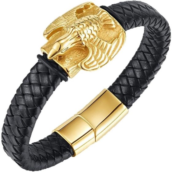 Italian Handmade Genuine Leather Bracelets for Men Stainless Steel Clip, Men's Casual Genuine Multi-layer Cuff Bracelet, Bracelet Gift for Real Men