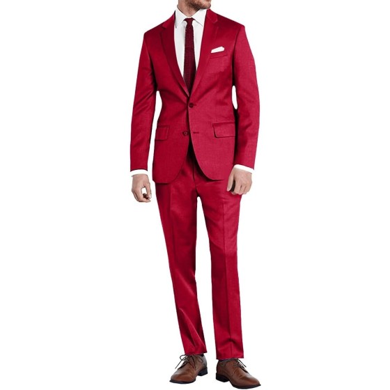 Mens Slim Fit 2 Piece Suit Two Button Notched Lapel Solid Suit Jacket Pants Set Tuxedo for Prom