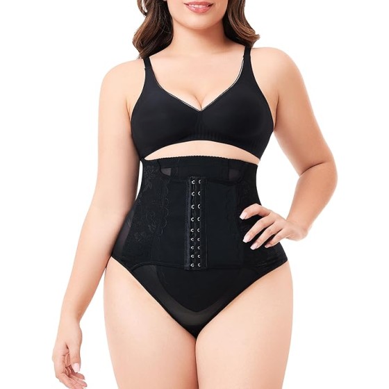 Nebility Thong Shapewear for Women Tummy Control Plus Size Body Shaper Panties High Waisted Trainer Underwear